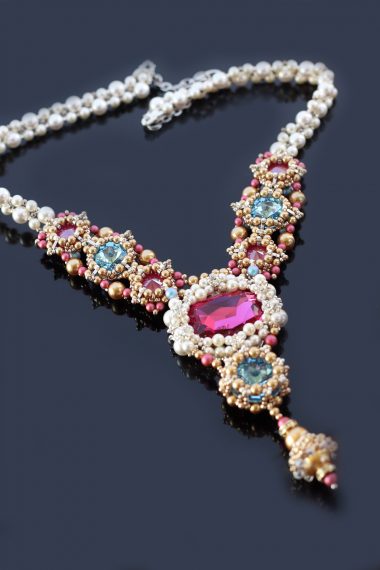 necklace with beads and crystals